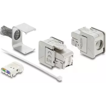 Delock Keystone modulis RJ45 moteriška į LSA Cat.6A ekranuotas su ekranavimo pynute, be įrankių (91084)