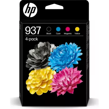 HP 937 Original Ink Cartridge 4-Pack (Black, Cyan, Magenta, Yellow)