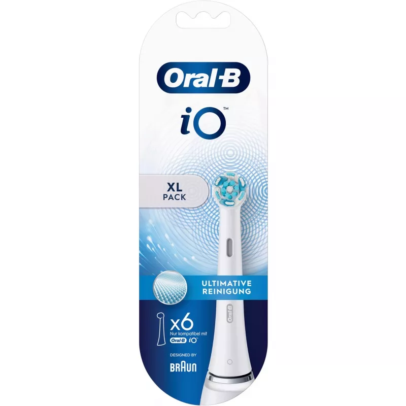 Oral-B iO Ultimate Clean šepetėlių antgaliai balti, 6 vnt. Papildomi dantų šepetėlių antgaliai