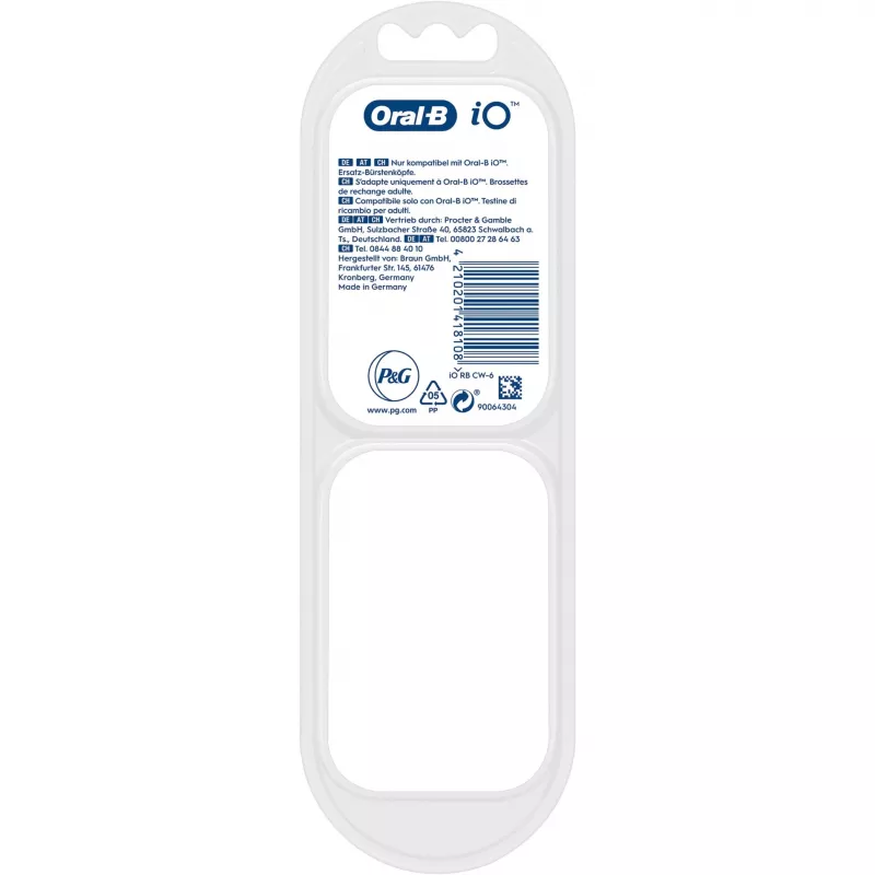 Oral-B iO Ultimate Clean šepetėlių antgaliai balti, 6 vnt. Papildomi dantų šepetėlių antgaliai