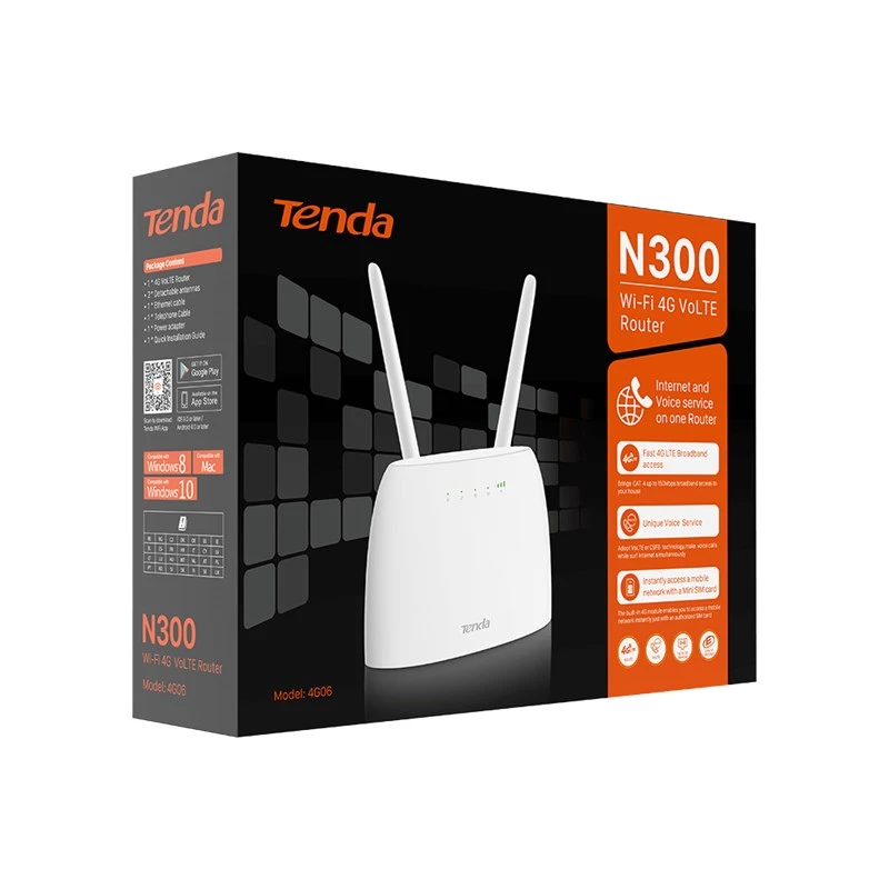 Tenda N300 Wireless Router Fast Ethernet Single-Band (2.4 GHz) 4G White