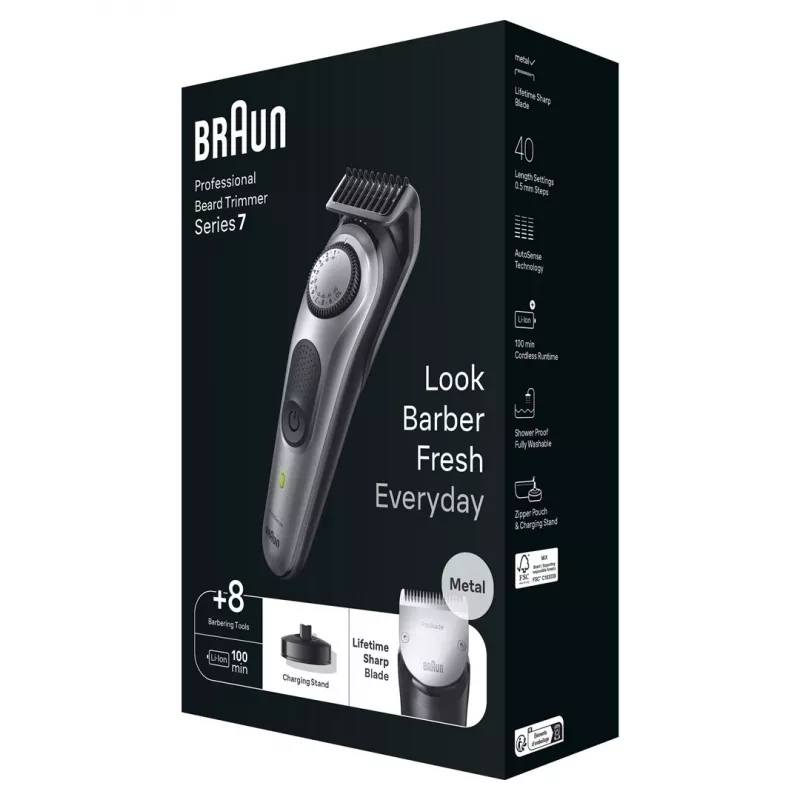 Braun BT7420 Barzdos Trimmeris - Viskas Viename Trimmeris - Juoda/Pilka