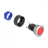 Delock 22 mm skydinis mygtukas, plokščias, raudonas LED, litavimo gnybtai, 1 NO, 230 V AC/DC