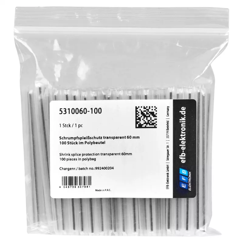 EFB-ELEKTRONIK Šviesolaidžio sujungimo apsauga, skaidri, 60 mm, 100 vnt.
