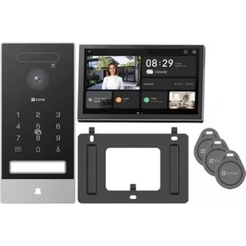 EZVIZ HP7 Pro 4K IP vaizdo domofono rinkinys su 7 colių jutikliniu monitoriumi, Wi-Fi 6, delno skaitytuvu, veido atpažinimu, RFID, IP65 lauko stotele