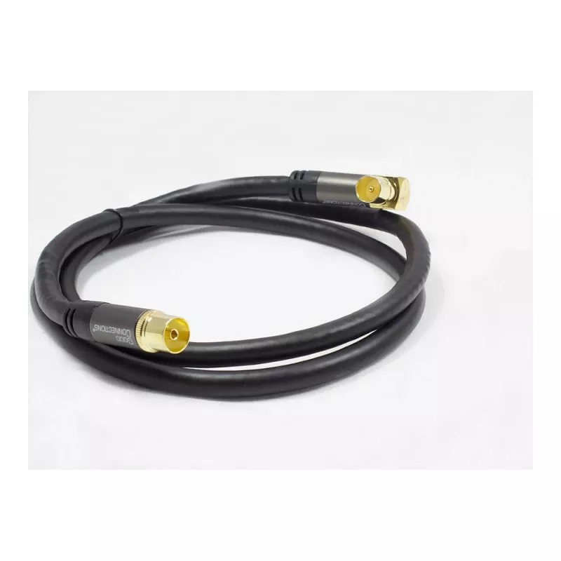 Good Connections SmartFLEX SAT antenos kabelis, IEC/Coax lenktas kištukas į lizdą, paauksuotas, keturgubai ekranuotas, 120 dB, juodas, 1,5 m (GC-M2072)