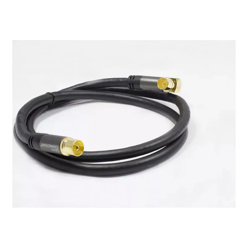 Good Connections SAT antenos kabelis SmartFLEX, IEC/Coax vyriškas kampuotas į moterišką, auksuotas, keturgubai ekranuotas, 120 dB, juodas, 2 m