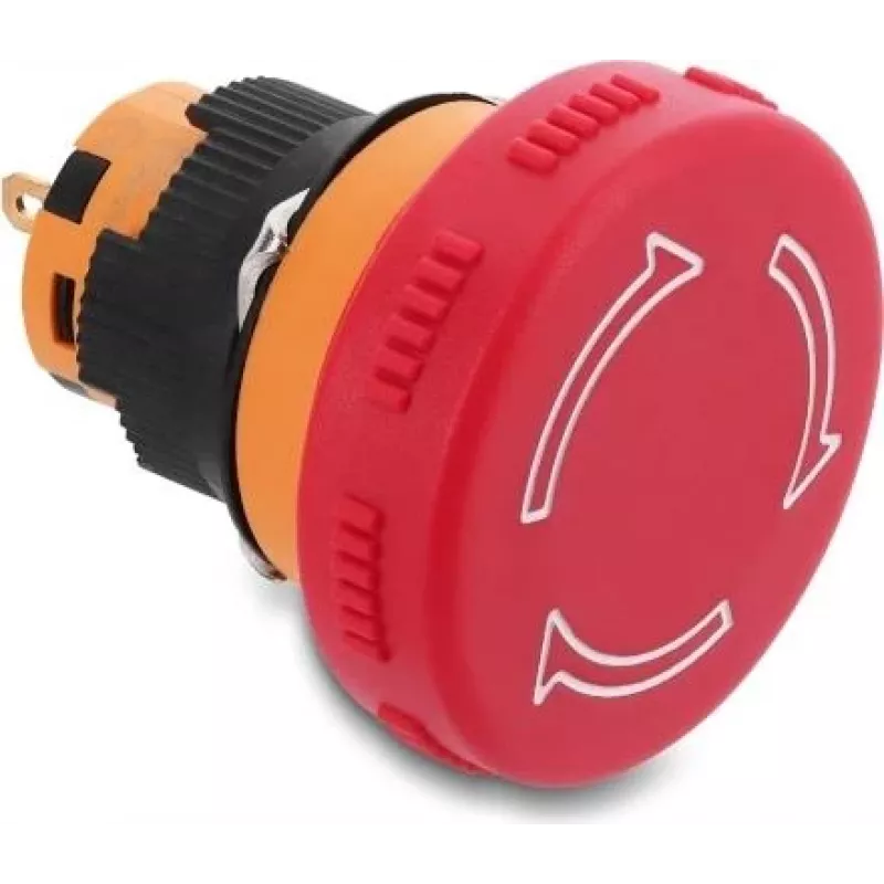 Delock Mushroom Head Push Button Switch 16 mm Panel Mount 2 x Solder Pin (Short) Plastic 32 mm Ø Black
