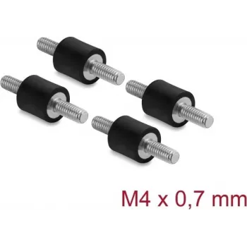 Delock Vibration Damper M4 x 0.7 mm D 10 x H 10 mm su 2 išoriniais sriegiais, 4 vnt., juoda (60798)
