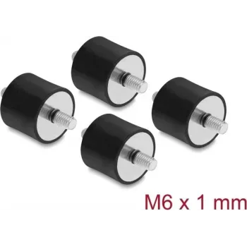 Delock Vibracijos slopintuvas M6 x 1 mm D 25 x A 20 mm su 2 išoriniais sriegiais, 4 vnt., juodas (60815)