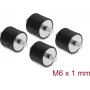 Delock Vibracijos slopintuvas M6 x 1 mm D 25 x A 20 mm su 2 išoriniais sriegiais, 4 vnt., juodas (60815)