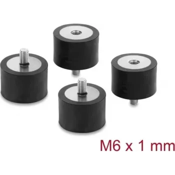 Delock Vibracijos slopintuvas M6 x 1 mm D 30 x H 20 mm su išoriniu ir vidiniu sriegiu, 4 vnt., juodas (60821)