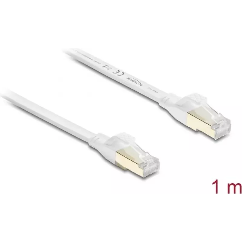Delock RJ45 Flat Patch Cable Cat.8.1 U/FTP 40 Gbps 1 m White (81025)