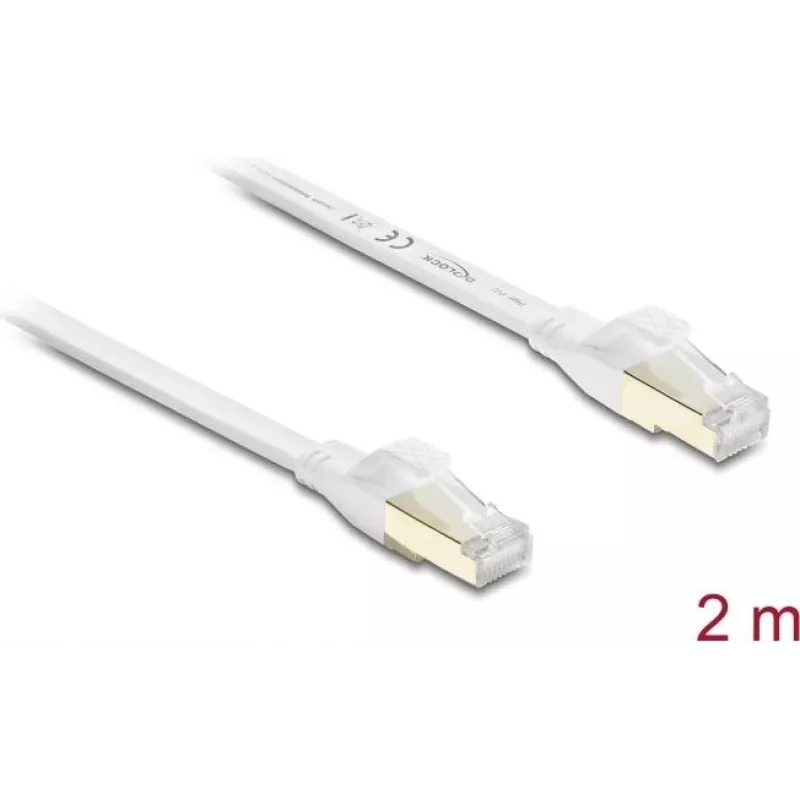 Delock RJ45 Flat Patch Cable Cat.8.1 U/FTP iki 40 Gbps 2 m Baltas (81026)