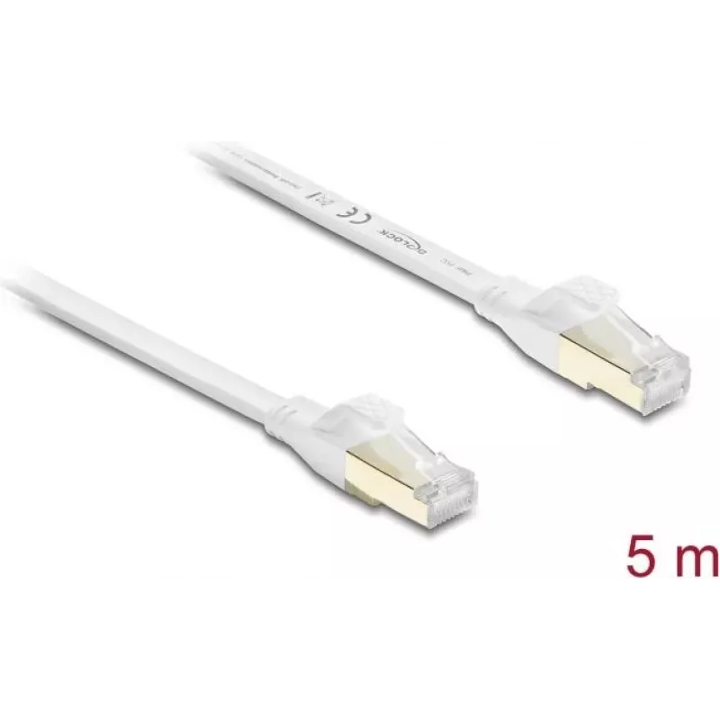 Delock RJ45 Flat Patch Cable Cat.8.1 U/FTP iki 40 Gbps 5 m Baltas (81028)