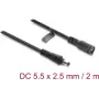 Delock DC prailginimo laidas 5,5 x 2,5 mm kištukas į lizdą su bajonetiniu fiksatoriumi 18 AWG, 2 m juodas (67393)