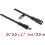 Delock DC maitinimo prailginimo laidas 5,5 x 2,1 mm kištukas į lizdą su bajonetiniu fiksatoriumi 18 AWG, 0,5 m juodas (67388)