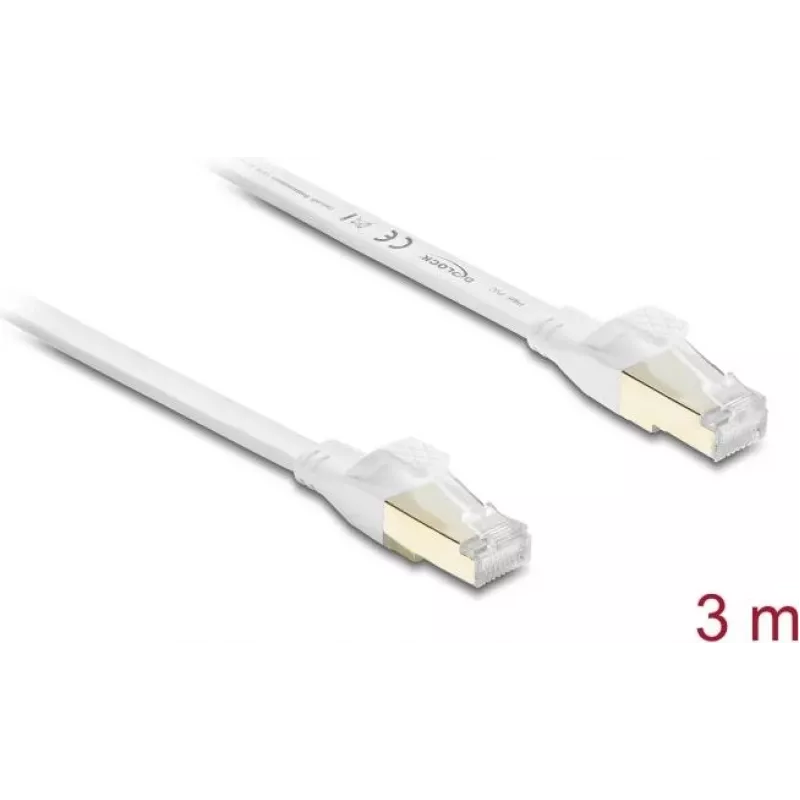 Delock RJ45 Flat Patch Cable Cat.8.1 U/FTP iki 40 Gbps 3 m Baltas (81027)