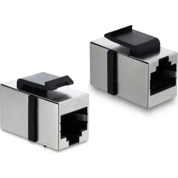 Delock Keystone modulio mova RJ45 motina į RJ45 motiną Cat.6 ekranuota metalinė sidabrinė/juoda (90837)