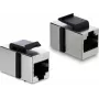 Delock Keystone modulio mova RJ45 motina į RJ45 motiną Cat.6 ekranuota metalinė sidabrinė/juoda (90837)