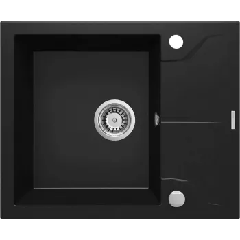 1-Bowl Granite Sink with Drainer DEANTE Black Nero Mat Andante