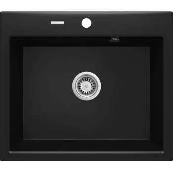 DEANTE 1-Bowl Granite Composite Kitchen Sink Black Nero Mat 580x490 mm