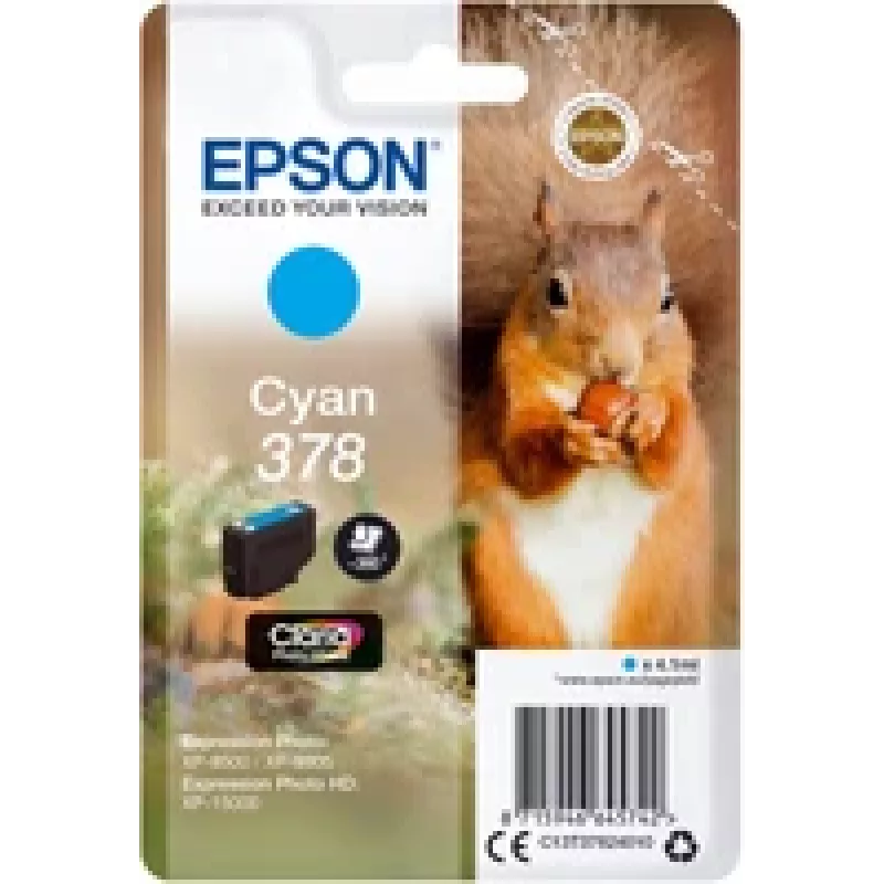 Epson 378 Cyan Original Ink Cartridge 4.1 ml Blister with RF/Acoustic Alarm Signal for Expression Photo XP-8500