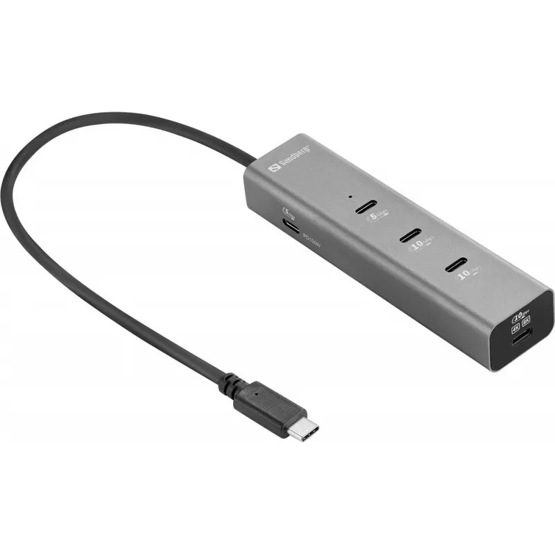 Sandberg USB-C 5-in-1 MediaDock - Docking Station - Sidabrinė/Pilka