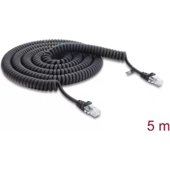 Delock RJ45 spiralinis kabelis Cat.5e 5 m juodas (88019)
