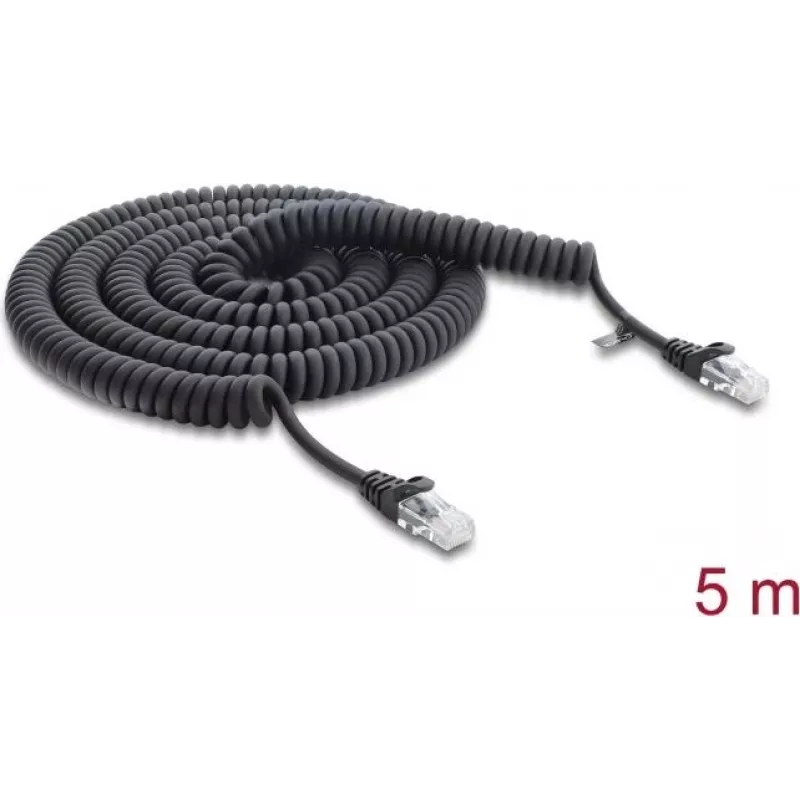Delock RJ45 spiralinis kabelis Cat.5e 5 m juodas (88019)