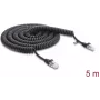 Delock RJ45 spiralinis kabelis Cat.5e 5 m juodas (88019)