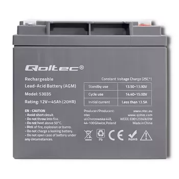 Qoltec 53035 AGM akumuliatorius 12V 45Ah 540A