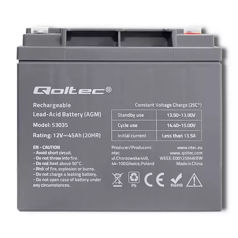 Qoltec 53035 AGM akumuliatorius 12V 45Ah 540A
