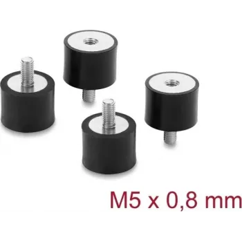 Delock Vibracijos slopintuvas M5 x 0,8 mm D 20 x A 15 mm su vidiniu ir išoriniu sriegiu, 4 vnt., juodas (60819)