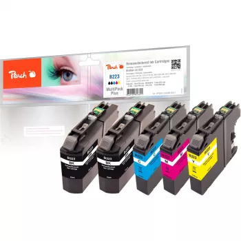 Peach Multi Pack Plus - 5 vnt. pakuotė - Juoda, Geltona, Žydra, Purpurinė - Suderinama rašalo kasetė (Alternatyva: Brother LC-223BK, Brother LC-223M, Brother LC-223C, Brother LC-223Y)