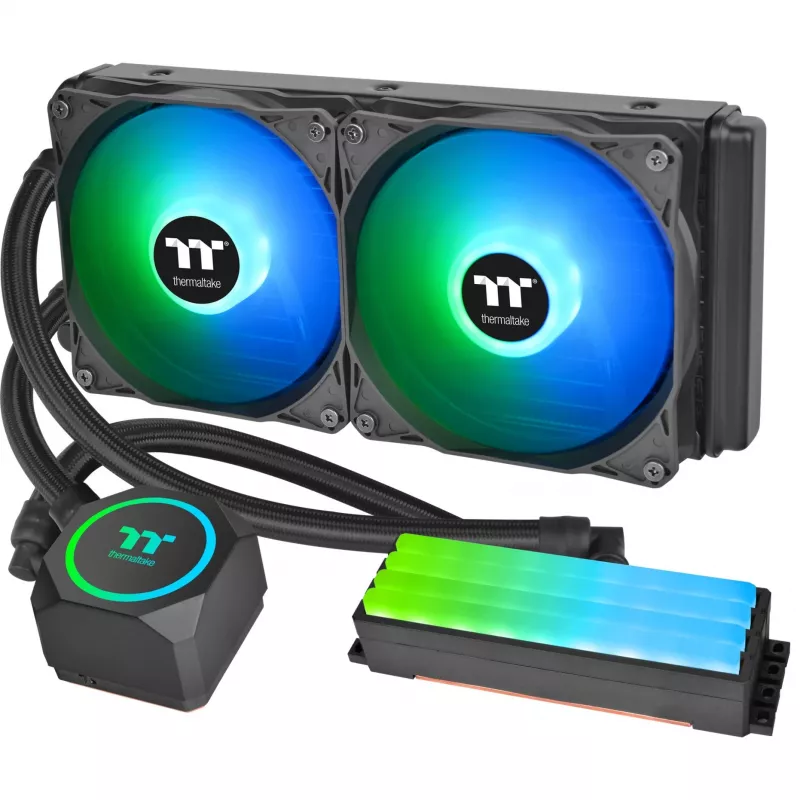 Thermaltake Floe RC 240 All-in-One skystis aušinimo sistema CPU su integruotu RAM vandens bloku, 240mm radiatorius, 2x 120mm ARGB PWM ventiliatoriai, Intel/AMD