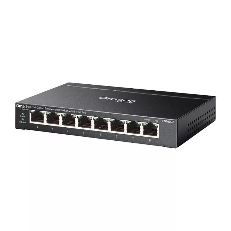 TP-Link Omada ES208GP PoE+ 8-Port Gigabit Smart Managed Switch su 61W PoE biudžetu