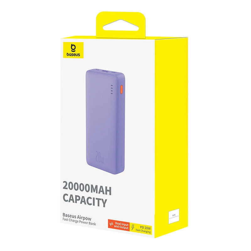 Baseus Airpow - 20 000 mAh 20W Power Bank (Violetinė)