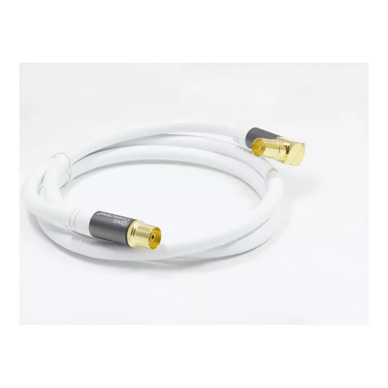 Good Connections SmartFLEX SAT antenos laidas, IEC/Coax kampinis kištukas į lizdą, paauksuotas, keturgubai ekranuotas, 120 dB, baltas, 2 m (GC-M2063)