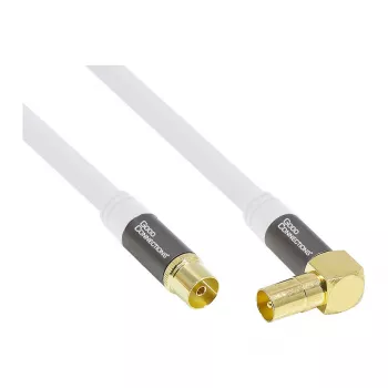 Good Connections SmartFLEX SAT antenos laidas, IEC/Coax kampinis kištukas į lizdą, paauksuotas, keturgubai ekranuotas, 120 dB, baltas, 2 m (GC-M2063)