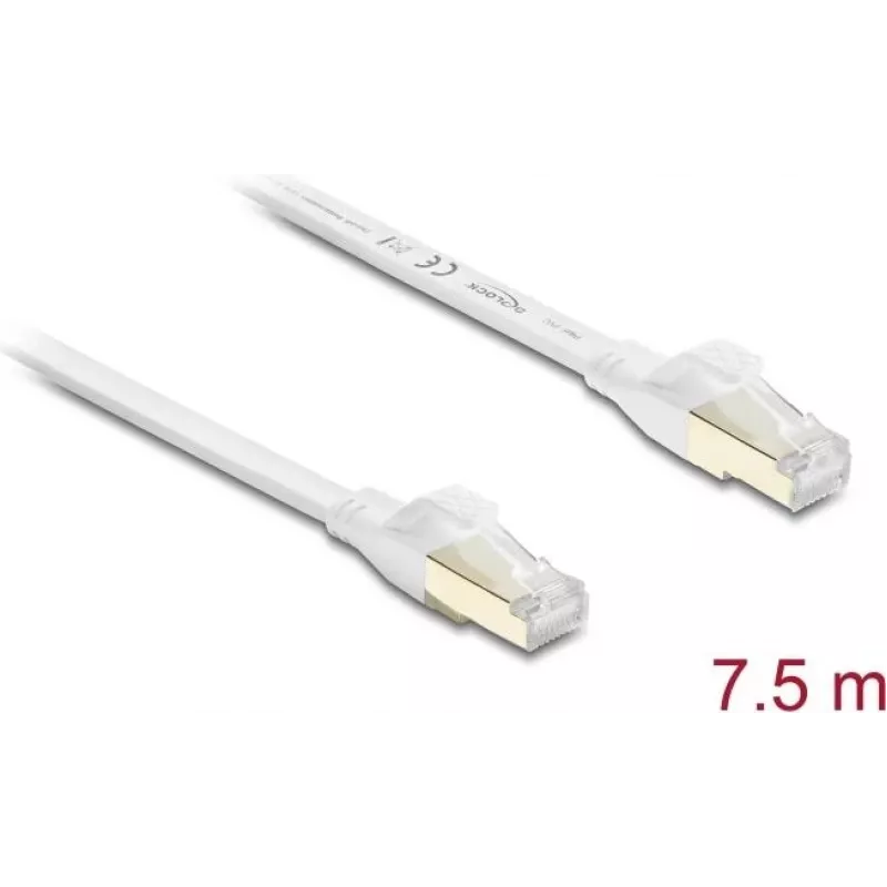 Delock RJ45 Flat Patch Cable Cat.8.1 U/FTP iki 40 Gbps 7,5 m Baltas (81029)