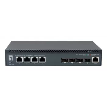 LevelOne 8-Port L3 Managed 10-Gigabit Switch, 4 x 1G/2.5G/5G/10G RJ45, 4 x 1G/2.5G/10G SFP+ Uplinks