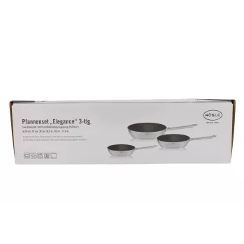 Rosle Elegance Frying Pan Set 3-Piece (20/24/28 cm) Stainless Steel 18/10 with ProPlex Non-Stick Coating, Induction Compatible