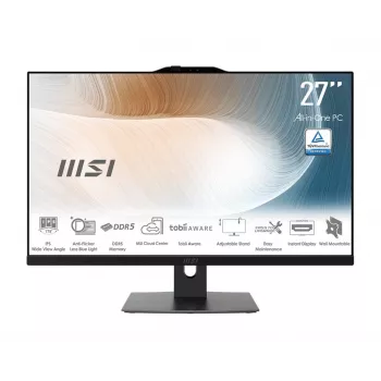 MSI Modern AM272P 1M-855EU All-in-One PC, 27 colių FHD IPS, Intel Core 5 120U, 16GB DDR5, 512GB SSD, Windows 11 Pro, juoda