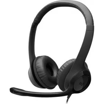 Logitech H390 USB ausinės su triukšmą slopinančiu mikrofonu, laidinės, juodos