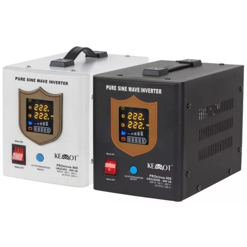 KEMOT PROsinus-800 Nepertraukiamo maitinimo šaltinis 800VA/500W gryna sinusinė banga 12V 230V juoda