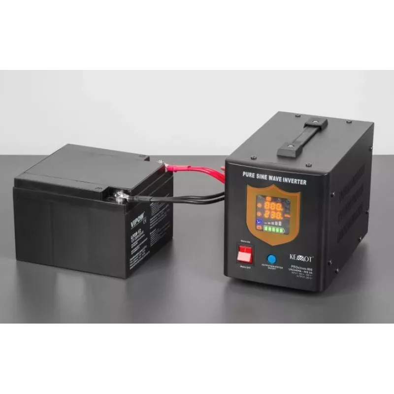 KEMOT PROsinus-800 Nepertraukiamo maitinimo šaltinis 800VA/500W gryna sinusinė banga 12V 230V juoda