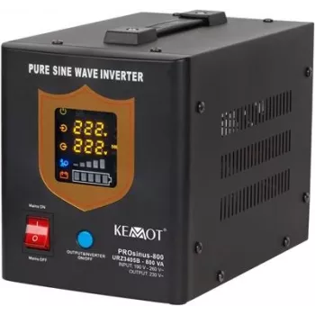 KEMOT PROsinus-800 Nepertraukiamo maitinimo šaltinis 800VA/500W gryna sinusinė banga 12V 230V juoda