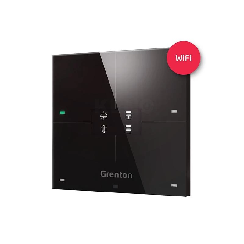 Grenton Smart Panel 4 Touch Fields OLED Display Wi-Fi Black Glass Front