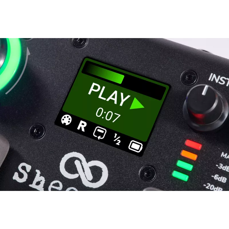 Sheeran Looper+ by HeadRush - Looper ir vokalinis procesorius su 2 stereo kilpų takeliais, 4 valandų įrašymu, 128 atmintimis, vokaliniais efektais, 32 bitų float garsu